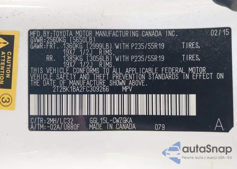 2015 Lexus Rx 350 Crafted Line from USA, damaged, VIN 2T2BK1BA2FC309266